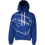 Dolce & Gabbana Blue Logo Print Hooded Sweatshirt Sweater