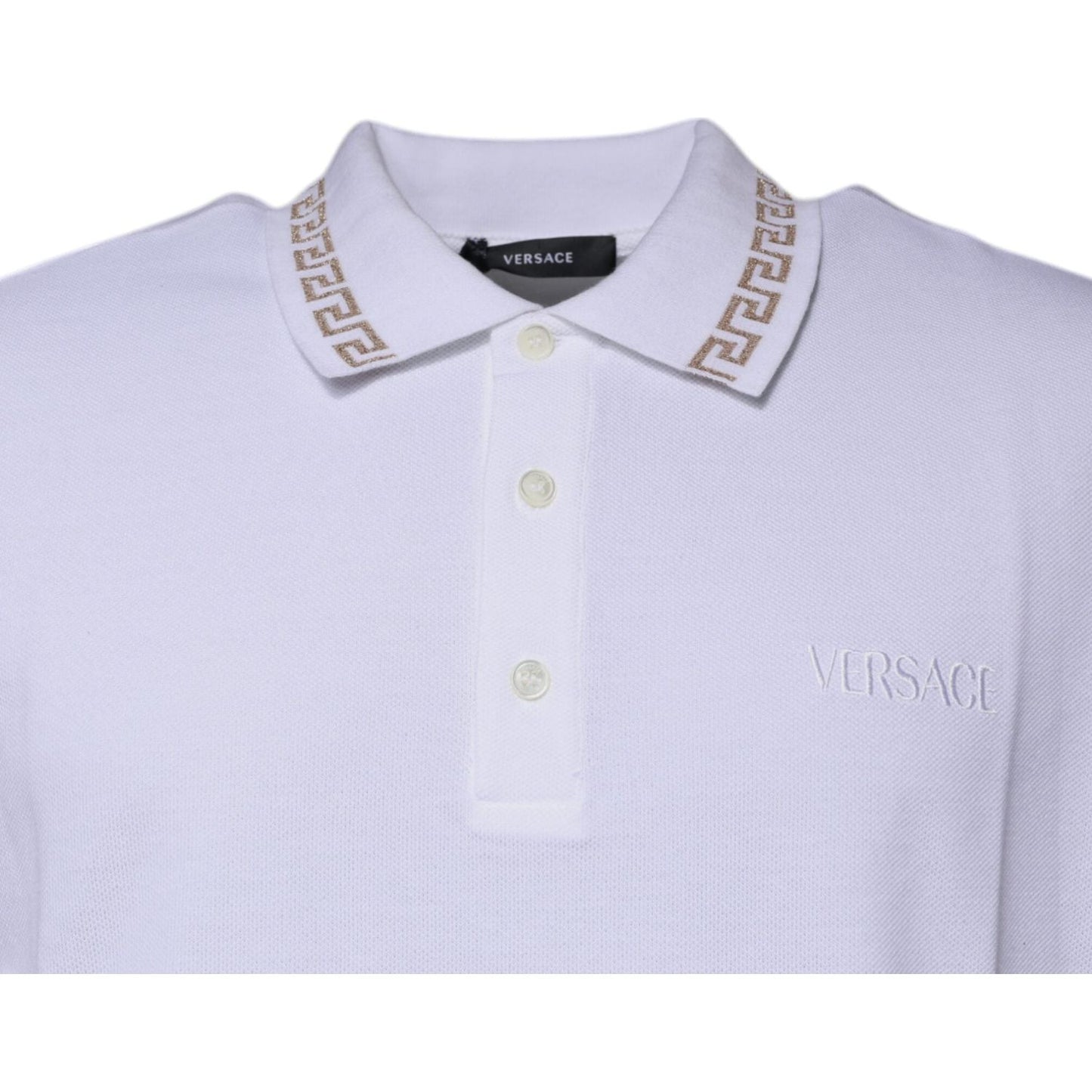 Versace White Viscose Collared Men Polo Short Sleeves T-shirt TSH87198-50