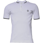 Dolce & Gabbana White Cotton Crown Collared Polo T-shirt