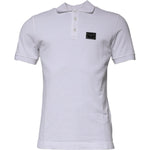 Dolce & Gabbana Dolce & Gabbana White Cotton Logo Plaque Collared Polo T-shirt TSH87488-50 1728,67345645728,Clothing,Dolce & Gabbana,IT50 | L,Material: 100% Cotton,Men,Men - Clothing,New with tags,T-Shirts - Men - Clothing,White