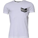 Dolce & Gabbana Dolce & Gabbana White Stripes Crew Neck Short Sleeves T-shirt TSH87496-48 1728,67345645728,Clothing,Dolce & Gabbana,IT48 | M,Material: 100% Cotton,Men,Men - Clothing,New with tags,T-Shirts - Men - Clothing,White