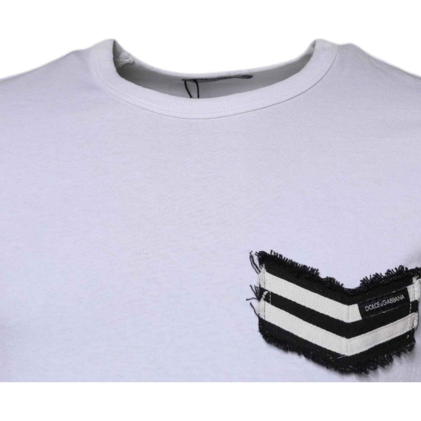 Dolce & Gabbana Dolce & Gabbana White Stripes Crew Neck Short Sleeves T-shirt TSH87496-48 1728,67345645728,Clothing,Dolce & Gabbana,IT48 | M,Material: 100% Cotton,Men,Men - Clothing,New with tags,T-Shirts - Men - Clothing,White