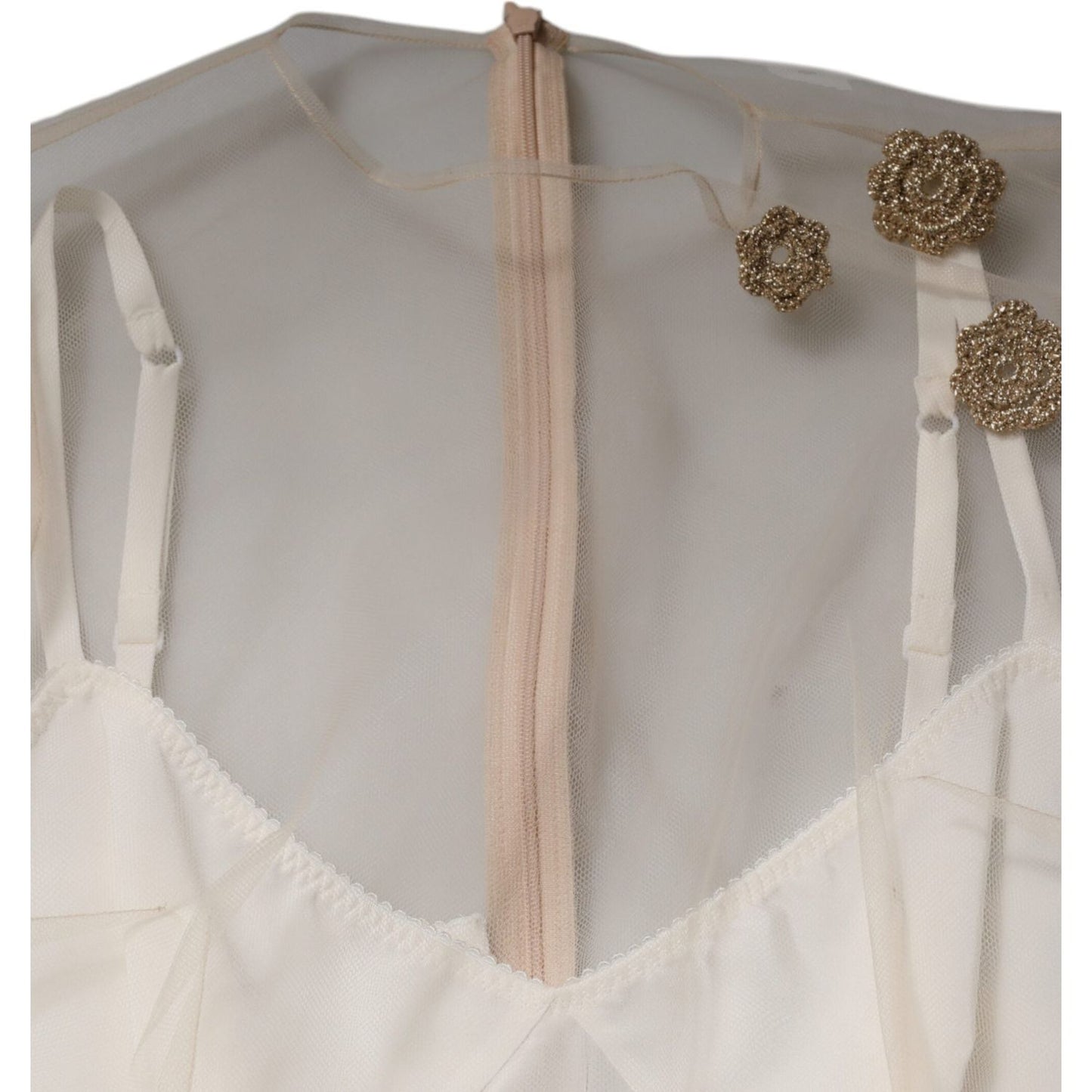 Dolce & Gabbana Dolce & Gabbana White Sheer Tulle Bustier Bodycon Midi Dress DR281231-40 1728,67345645728,Clothing,Dolce & Gabbana,Dresses - Women - Clothing,IT40|S,Material: 90% Nylon 10% Polyester,New with tags,White,Women,Women - Clothing