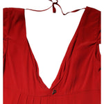 Dondup Red Acetate Short Sleeves Plunging Neckline Maxi Dress