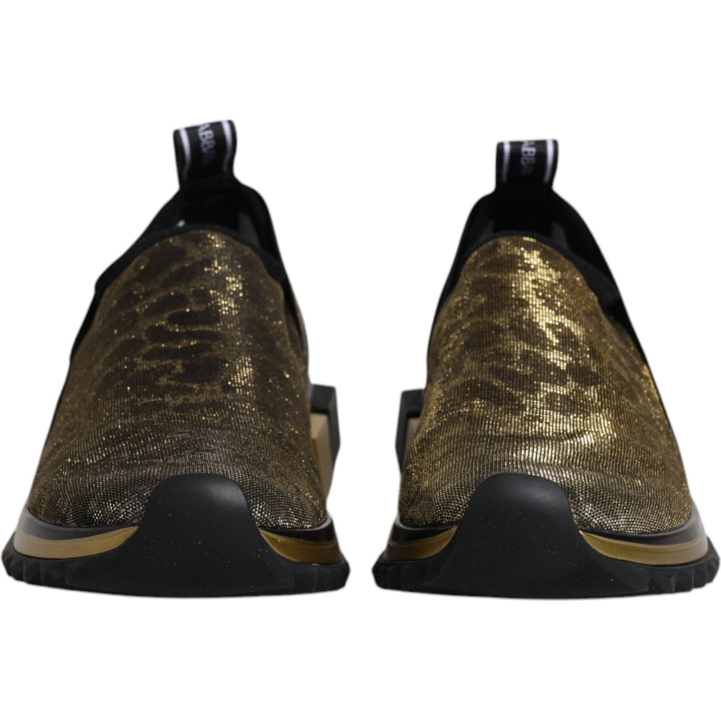 Dolce & Gabbana Gold Glitter Leopard Sorrento Sneakers Shoes