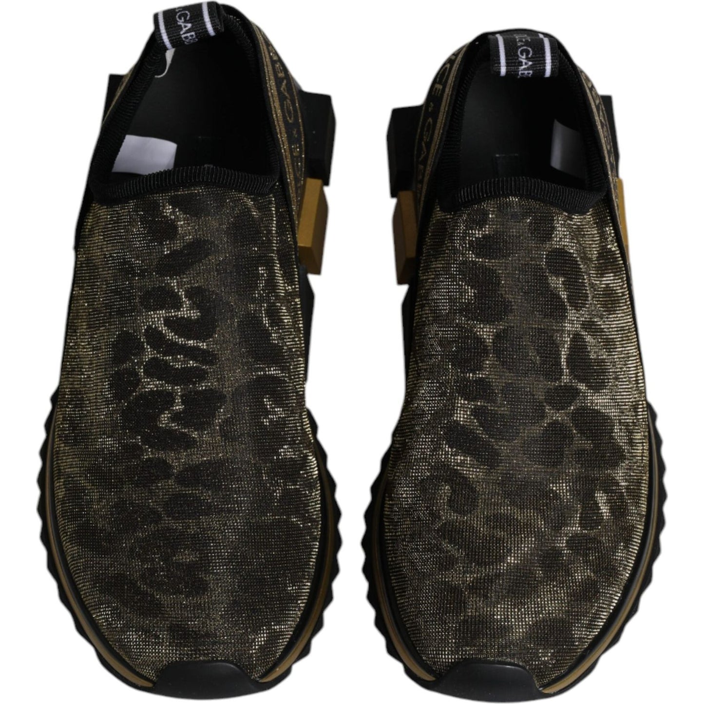 Dolce & Gabbana Gold Glitter Leopard Sorrento Sneakers Shoes