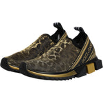 Dolce & Gabbana Gold Glitter Leopard Sorrento Sneakers Shoes