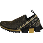 Dolce & Gabbana Gold Glitter Leopard Sorrento Sneakers Shoes