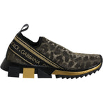 Dolce & Gabbana Gold Glitter Leopard Sorrento Sneakers Shoes