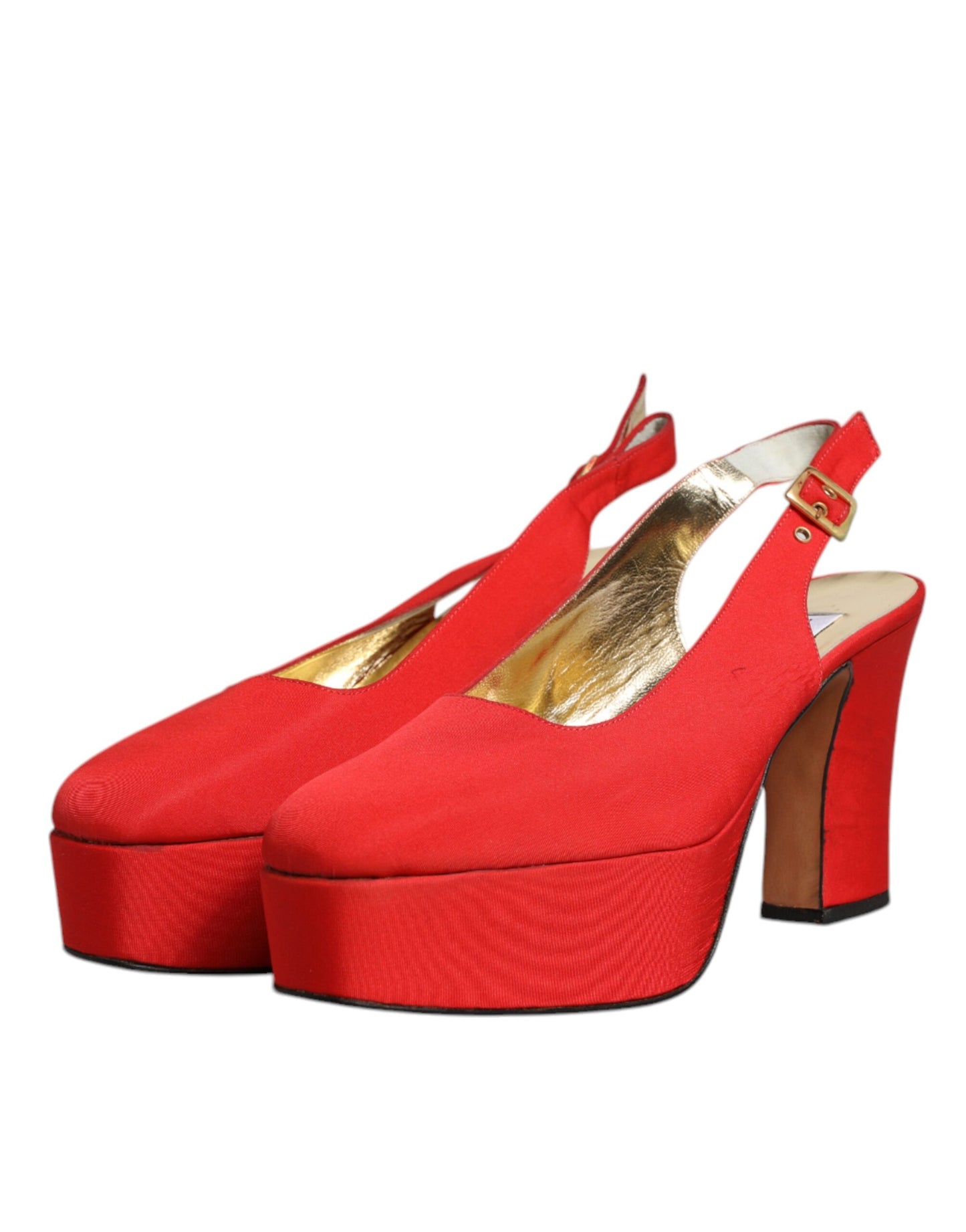 Dolce & Gabbana Dolce & Gabbana Red Platform Slingback Heels Sandals Shoes LA12219-39.5 1728,67345645728,Dolce & Gabbana,EU39.5/US9,Material: Leather,Preowned / Defect,Red,Sandals - Women - Shoes,Shoes,Women,Women - Shoes