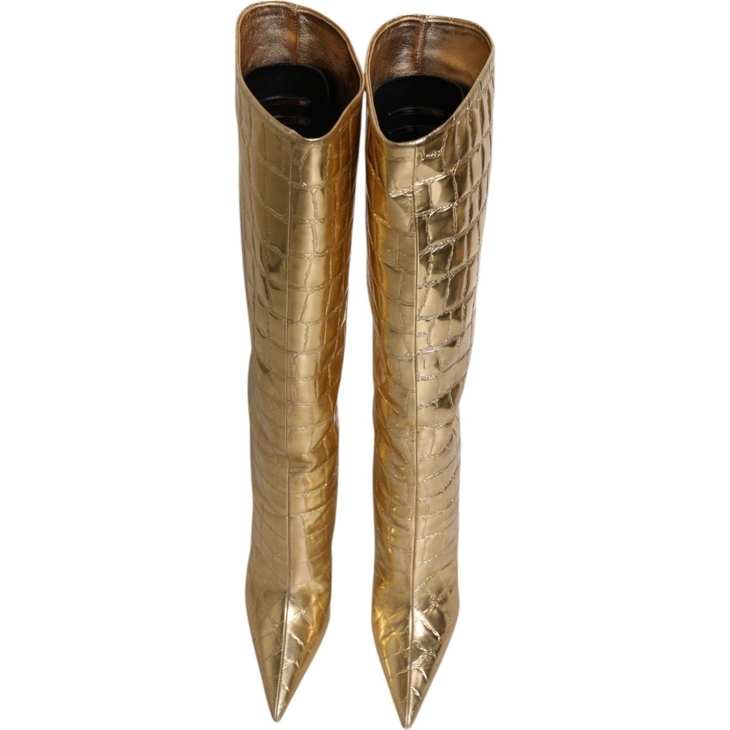 Dolce & Gabbana Dolce & Gabbana Gold Leather Stiletto Heels High Boots Shoes LA12252-37 1728,67345645728,Boots - Women - Shoes,Dolce & Gabbana,EU37/US7,EU39/US8.5,Gold,Material: Leather,New with tags,Shoes,Women,Women - Shoes