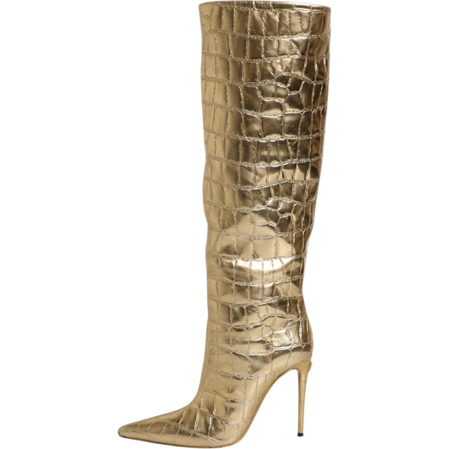 Dolce & Gabbana Dolce & Gabbana Gold Leather Stiletto Heels High Boots Shoes LA12252-37 1728,67345645728,Boots - Women - Shoes,Dolce & Gabbana,EU37/US7,EU39/US8.5,Gold,Material: Leather,New with tags,Shoes,Women,Women - Shoes