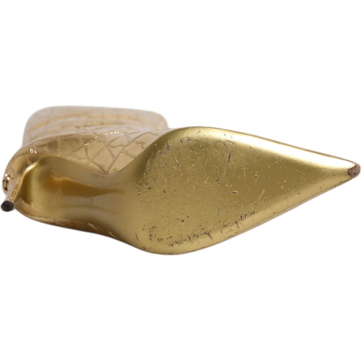 Dolce & Gabbana Dolce & Gabbana Gold Leather Stiletto Heels High Boots Shoes LA12252-37 1728,67345645728,Boots - Women - Shoes,Dolce & Gabbana,EU37/US7,EU39/US8.5,Gold,Material: Leather,New with tags,Shoes,Women,Women - Shoes