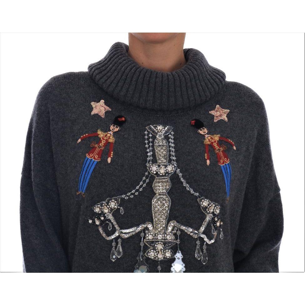 Dolce & Gabbana Enchanted Crystal Turtleneck Sweater Dolce & Gabbana Dark Slate Gray