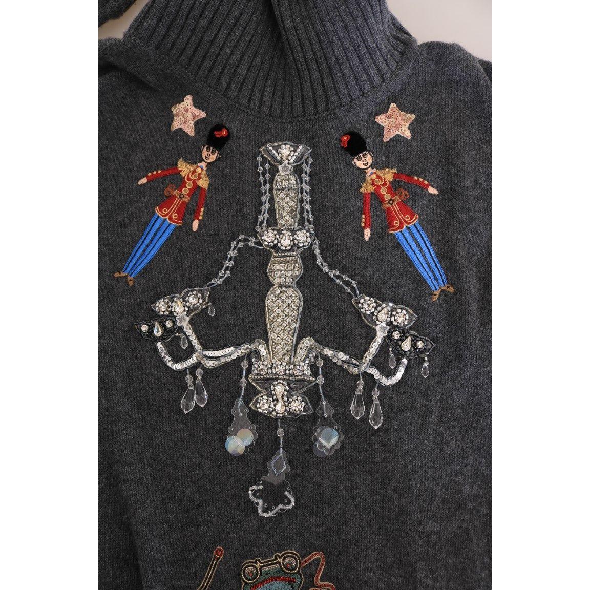 Dolce & Gabbana Enchanted Crystal Turtleneck Sweater Dolce & Gabbana Dark Slate Gray