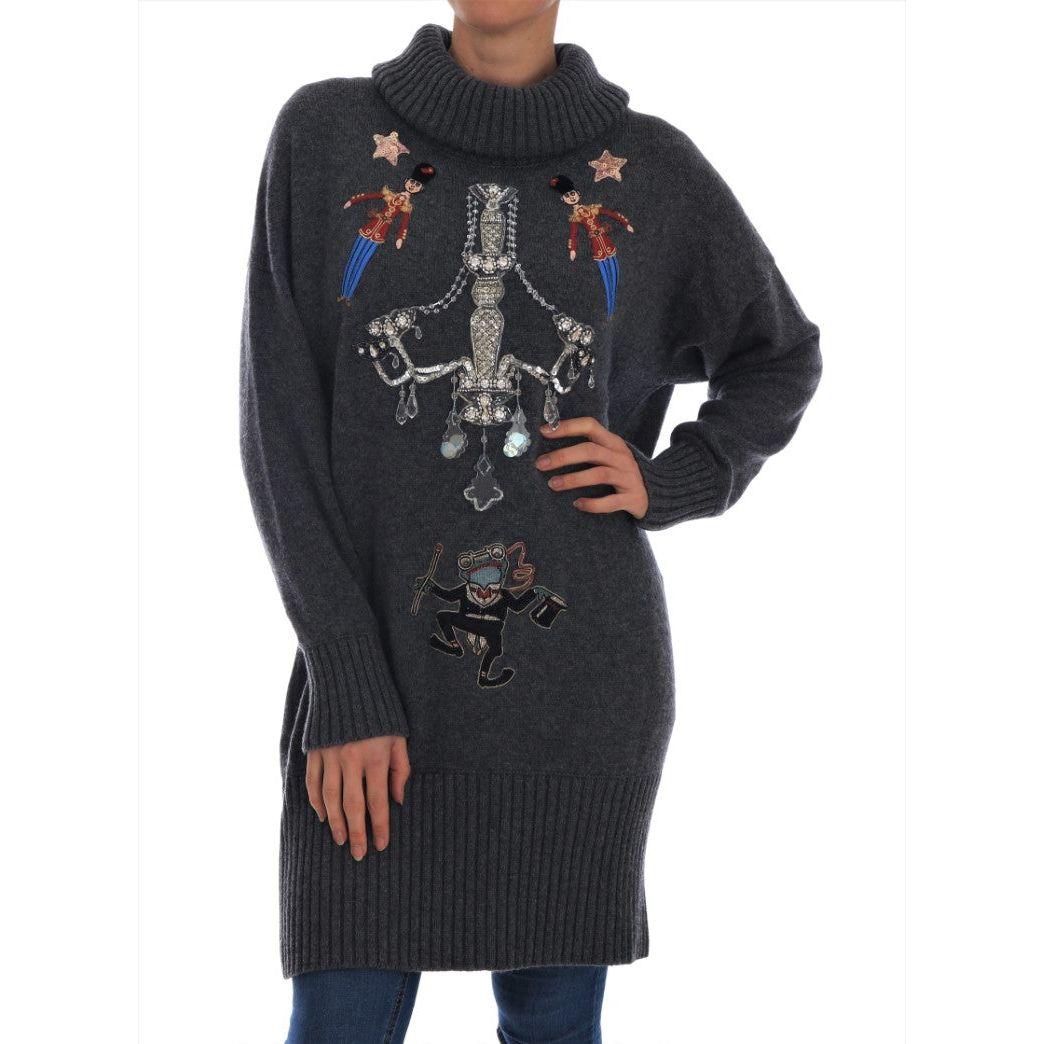 Dolce & Gabbana Enchanted Crystal Turtleneck Sweater Dolce & Gabbana Dark Slate Gray