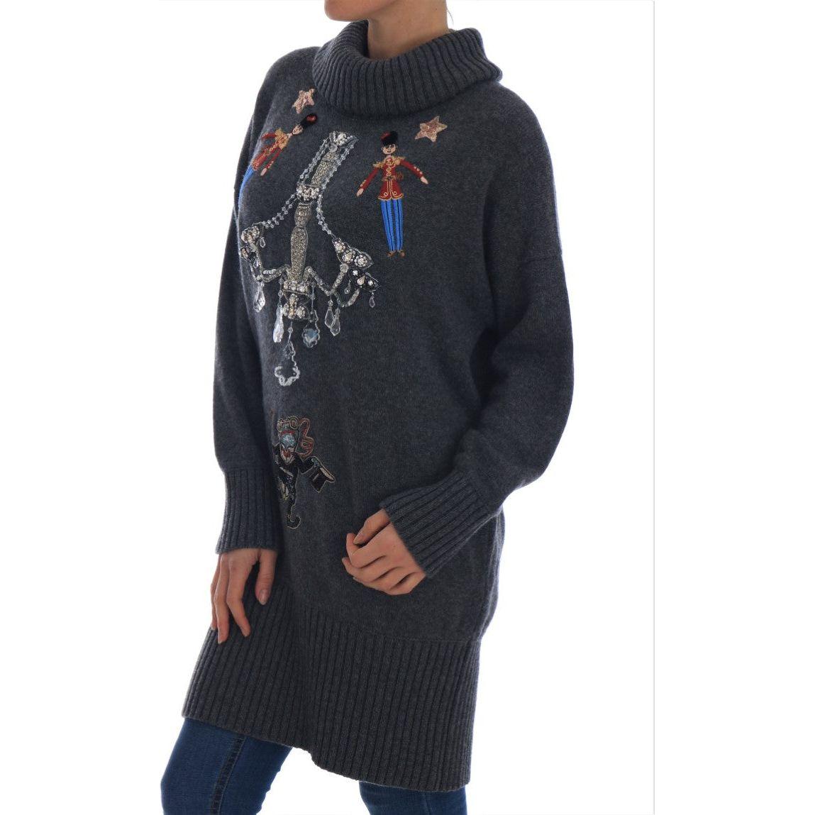 Dolce & Gabbana Enchanted Crystal Turtleneck Sweater Dolce & Gabbana Dark Slate Gray