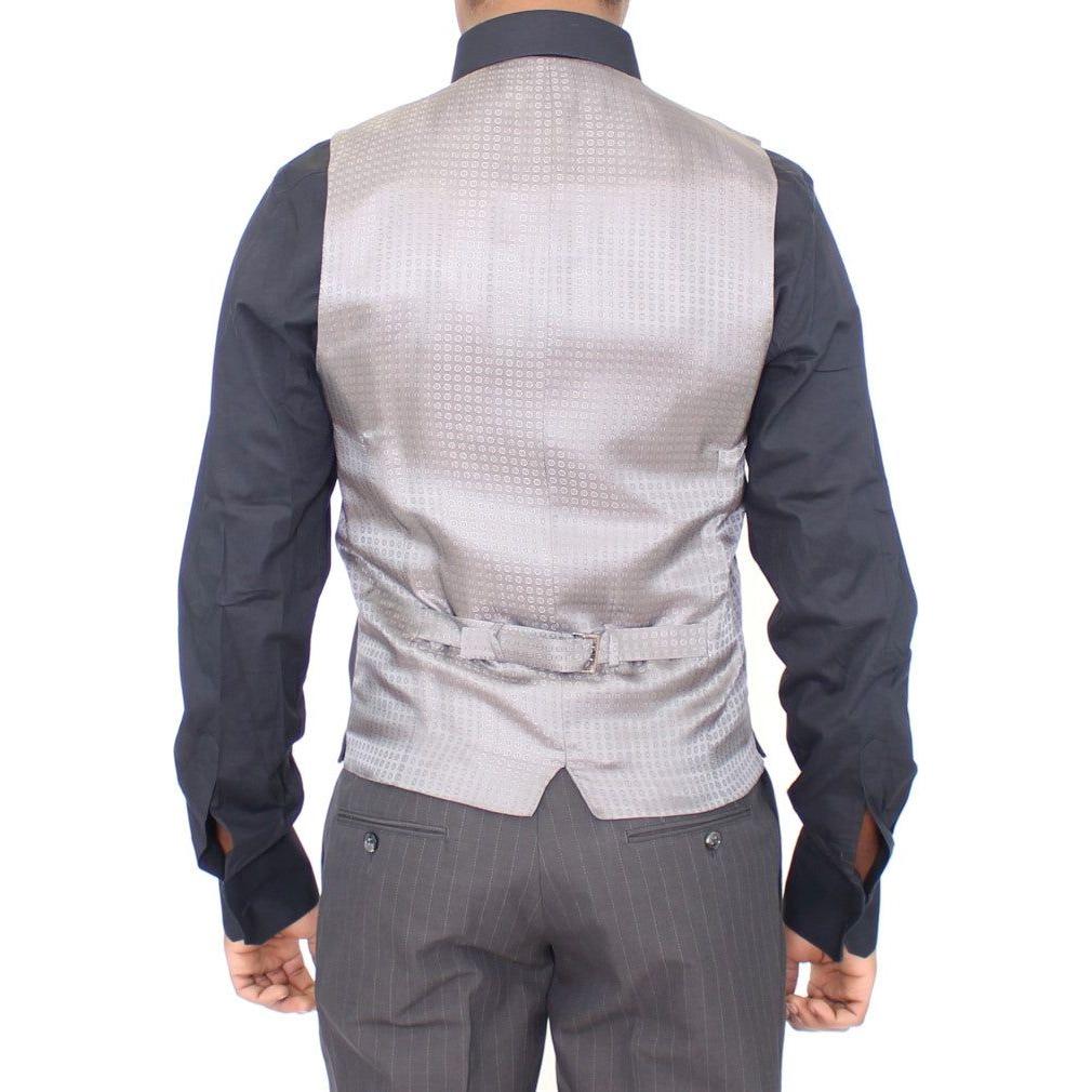Dolce & Gabbana Elegant Gray Striped Dress Vest Dolce & Gabbana Dark Slate Gray