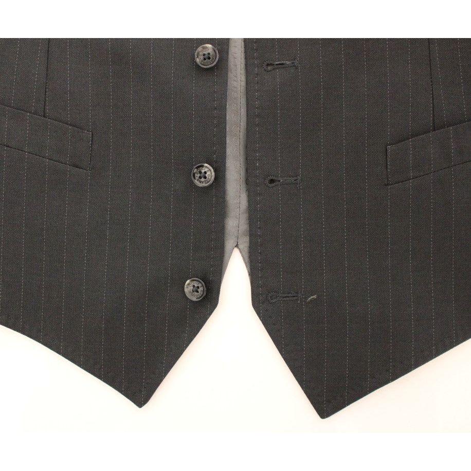 Dolce & Gabbana Elegant Gray Striped Dress Vest Dolce & Gabbana Dark Slate Gray