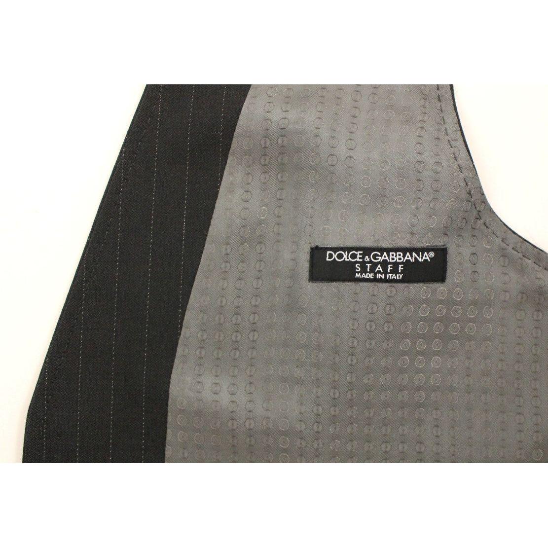 Dolce & Gabbana Elegant Gray Striped Dress Vest Dolce & Gabbana Dim Gray