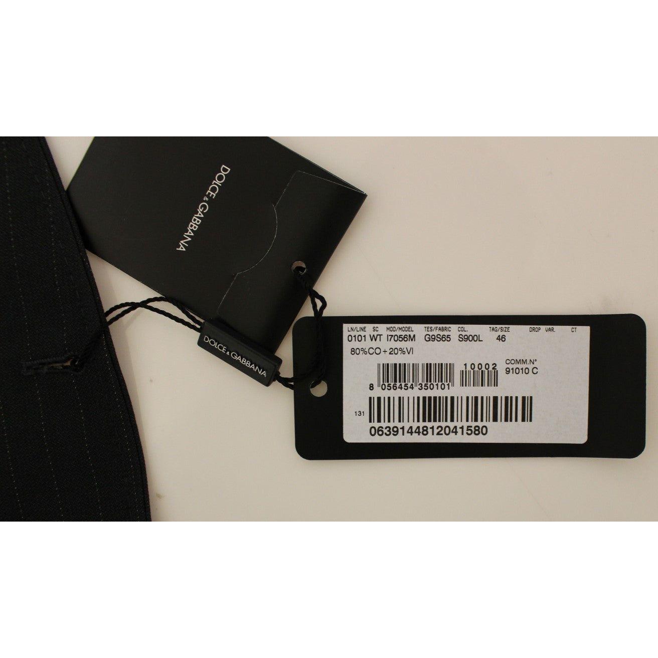 Dolce & Gabbana Elegant Gray Striped Dress Vest Dolce & Gabbana Dark Gray
