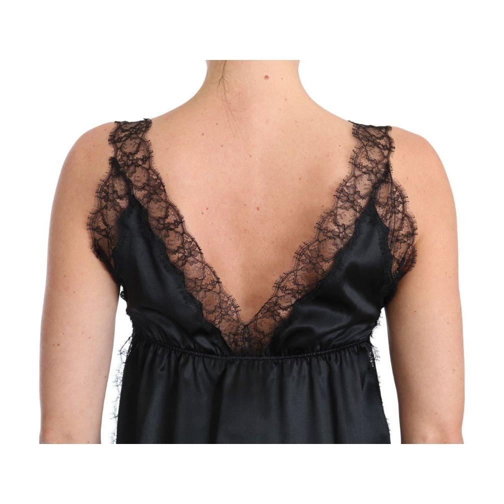 Dolce & Gabbana Sultry Silk Blend Lingerie Top in Black Dolce & Gabbana Tan
