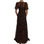 Dolce & Gabbana Elegant Floral A-Line Silk Dress Dolce & Gabbana Black
