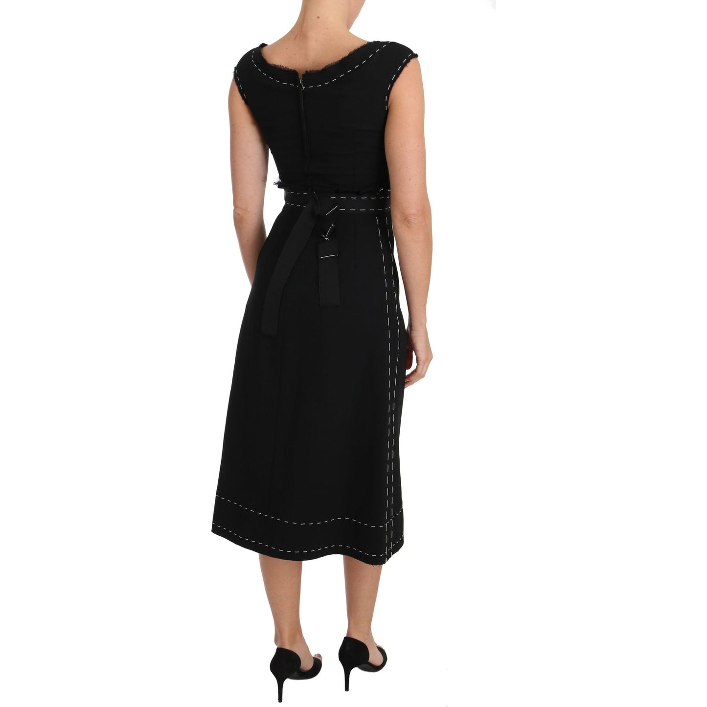 Dolce & Gabbana Elegant Black Sheath Wool Dress Dolce & Gabbana Black