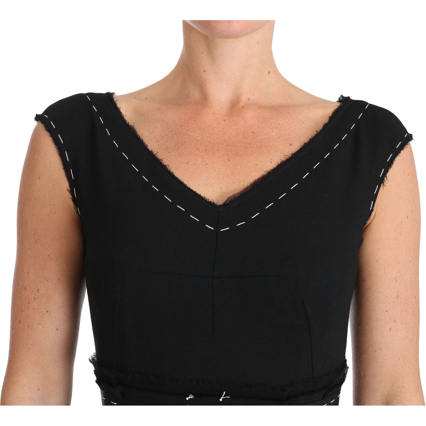 Dolce & Gabbana Elegant Black Sheath Wool Dress Dolce & Gabbana Dark Salmon