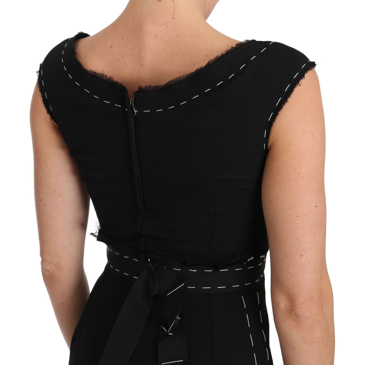 Dolce & Gabbana Elegant Black Sheath Wool Dress Dolce & Gabbana Rosy Brown