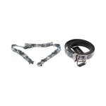Dolce & Gabbana White Blue Silk Bowtie Leather Belt Gift Box Set