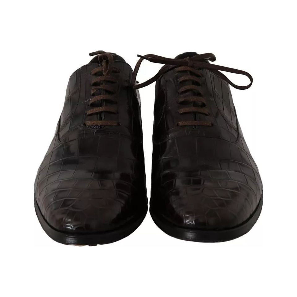 Dolce & Gabbana Brown Patterned Leather Dress Formal Shoes