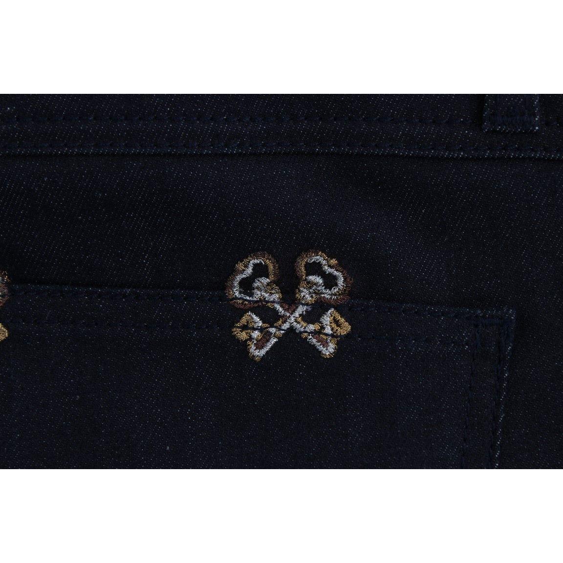 Dolce & Gabbana Elegant Embroidered Slim Fit Denim Jeans Dolce & Gabbana Black