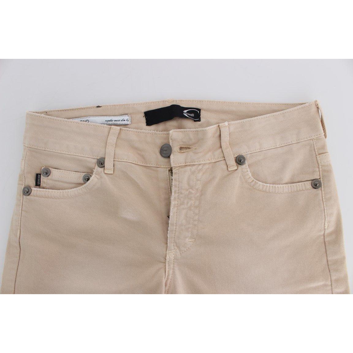 Cavalli Beige Cotton Stretch Slim Fit Jeans Jeans & Pants Cavalli Dark Gray