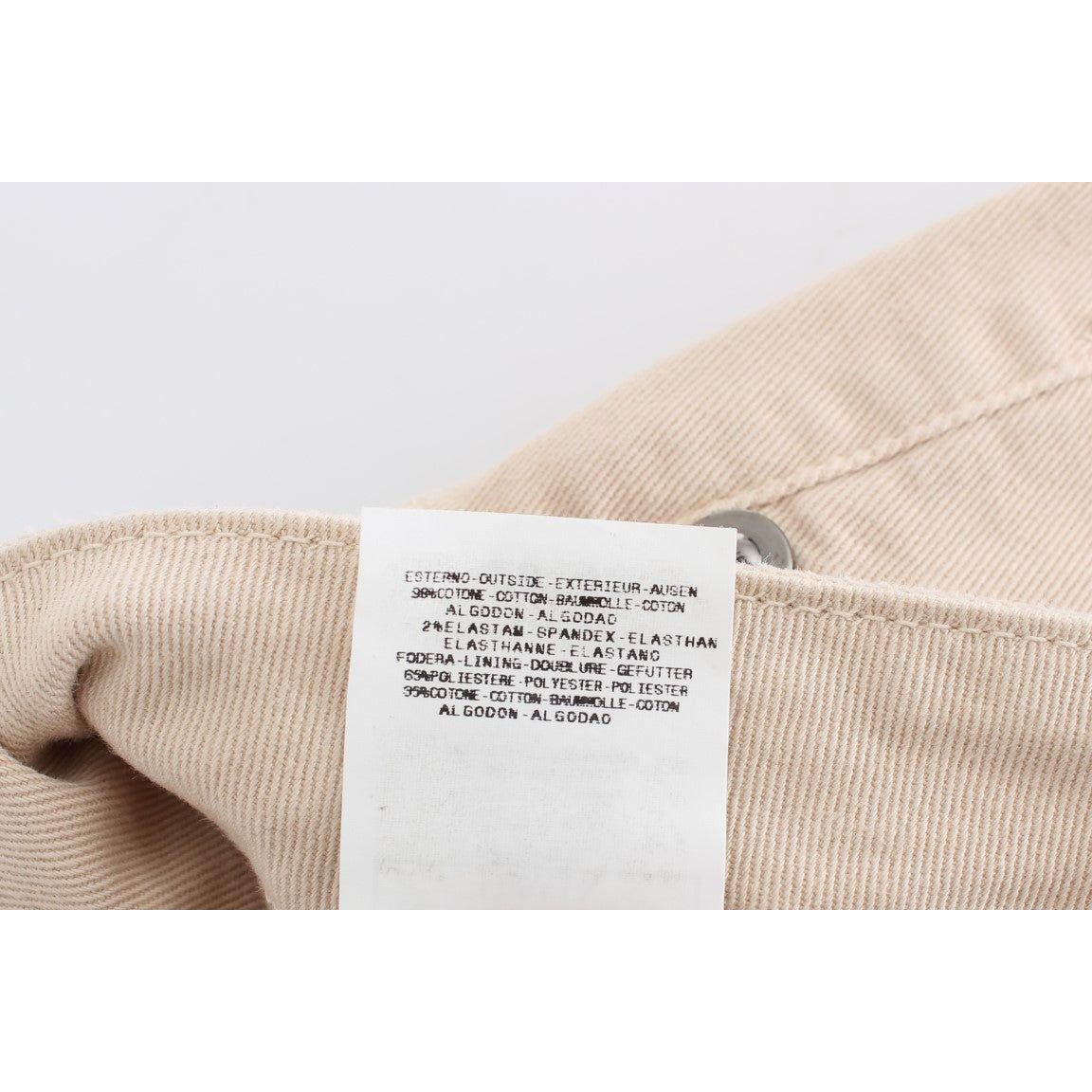 Cavalli Beige Cotton Stretch Slim Fit Jeans Jeans & Pants Cavalli Light Gray