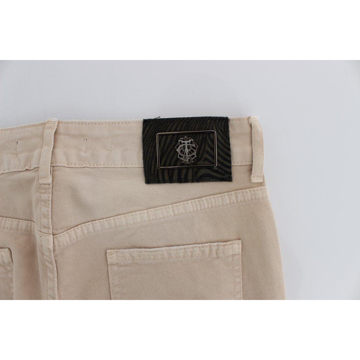 Cavalli Beige Cotton Stretch Slim Fit Jeans Jeans & Pants Cavalli Gray