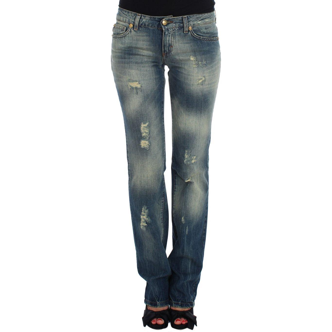 Cavalli Sleek Flair Leg Low Waist Denim Jeans & Pants Cavalli Dark Slate Gray