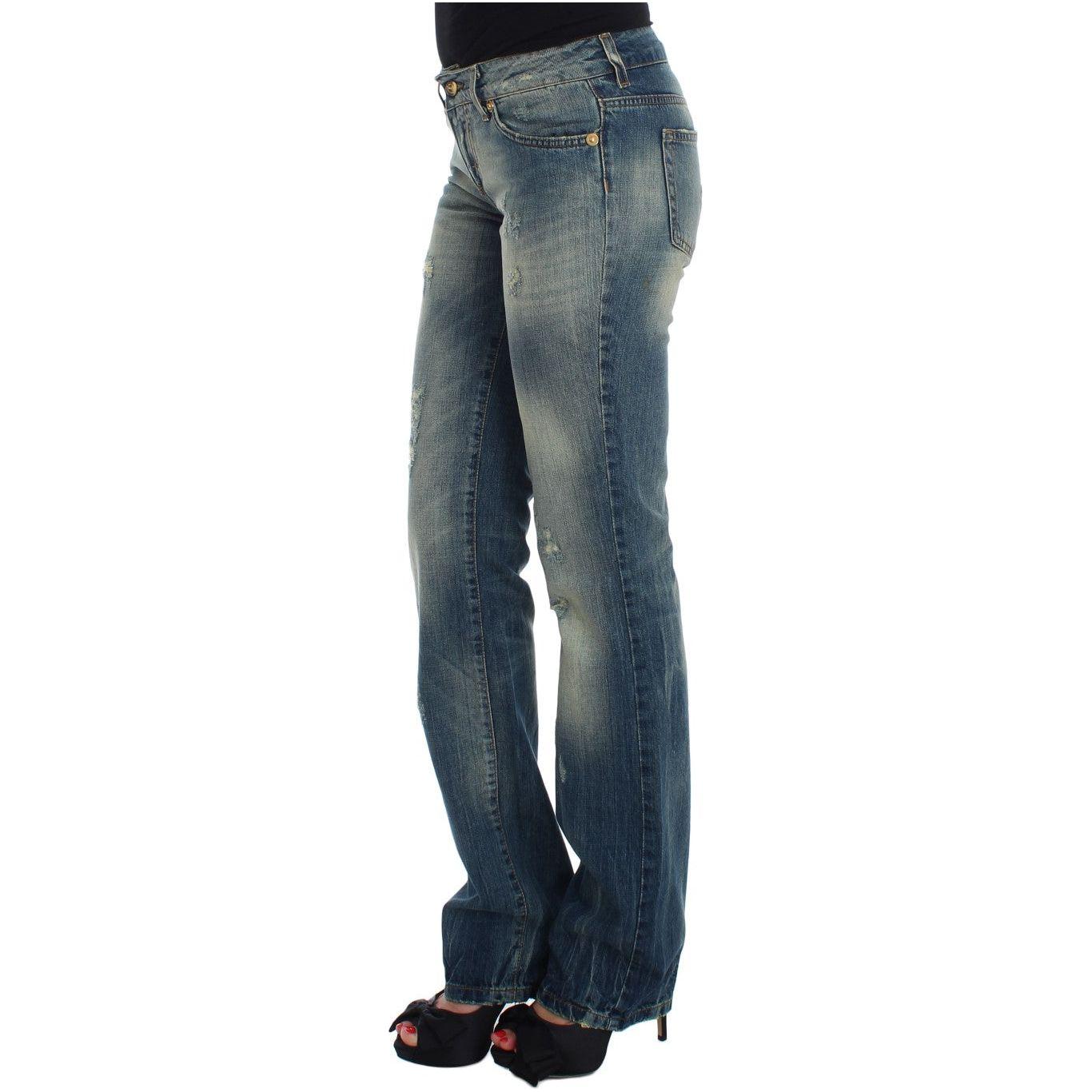 Cavalli Sleek Flair Leg Low Waist Denim Jeans & Pants Cavalli Dark Slate Gray