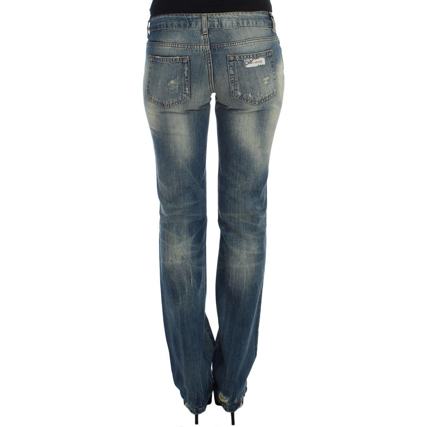 Cavalli Sleek Flair Leg Low Waist Denim Jeans & Pants Cavalli Dark Slate Gray