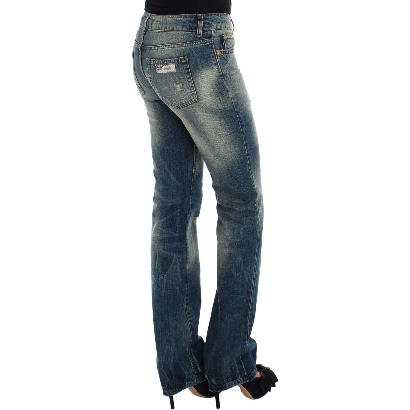 Cavalli Sleek Flair Leg Low Waist Denim Jeans & Pants Cavalli Dark Slate Gray