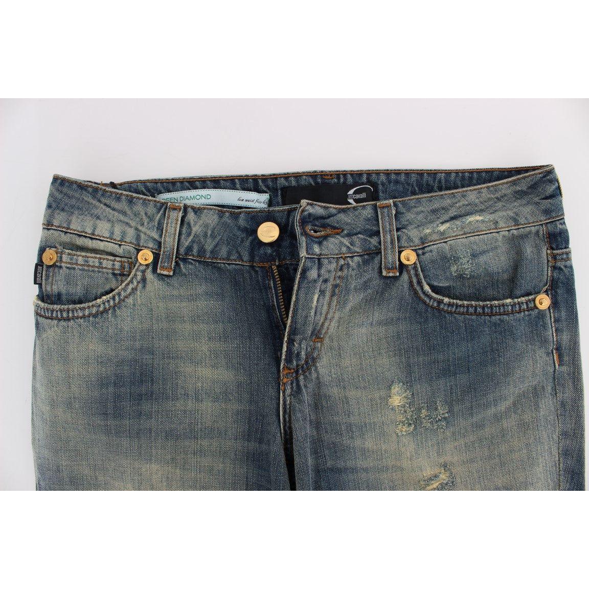 Cavalli Sleek Flair Leg Low Waist Denim Jeans & Pants Cavalli Dark Slate Gray