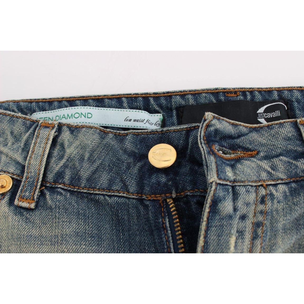 Cavalli Sleek Flair Leg Low Waist Denim Jeans & Pants Cavalli Dark Slate Gray