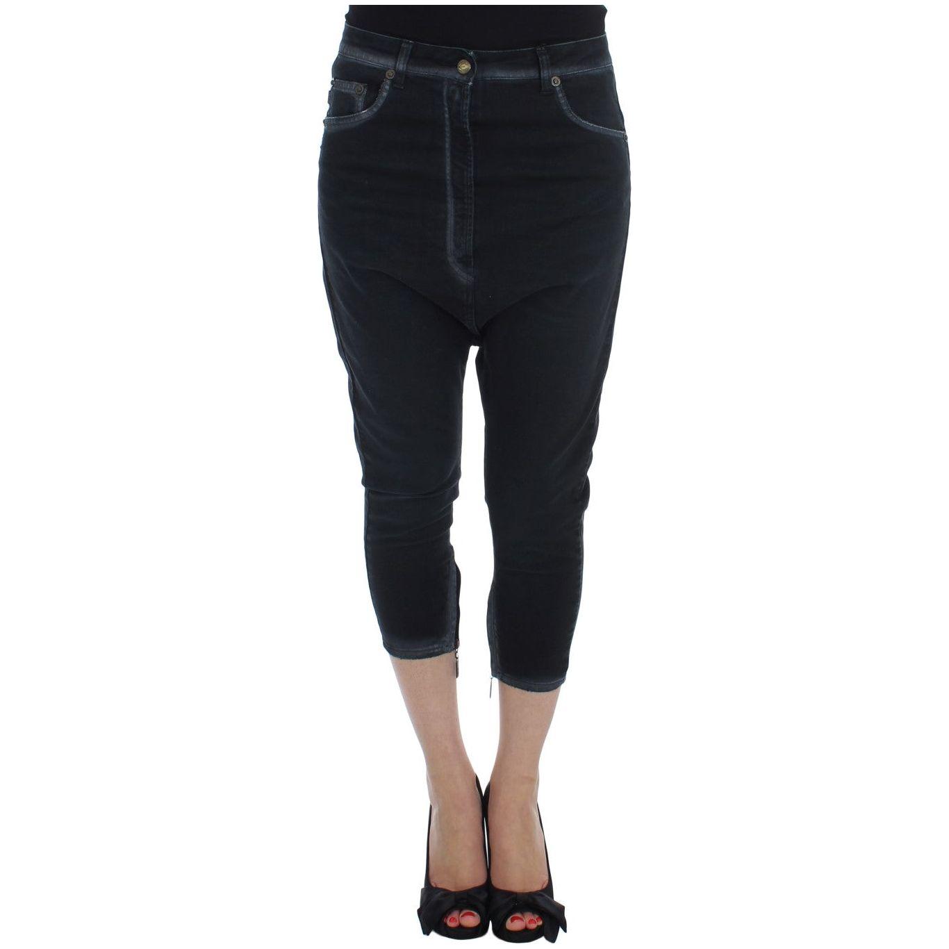 Cavalli Elevated Casual Chic Blue Denim Cavalli Black