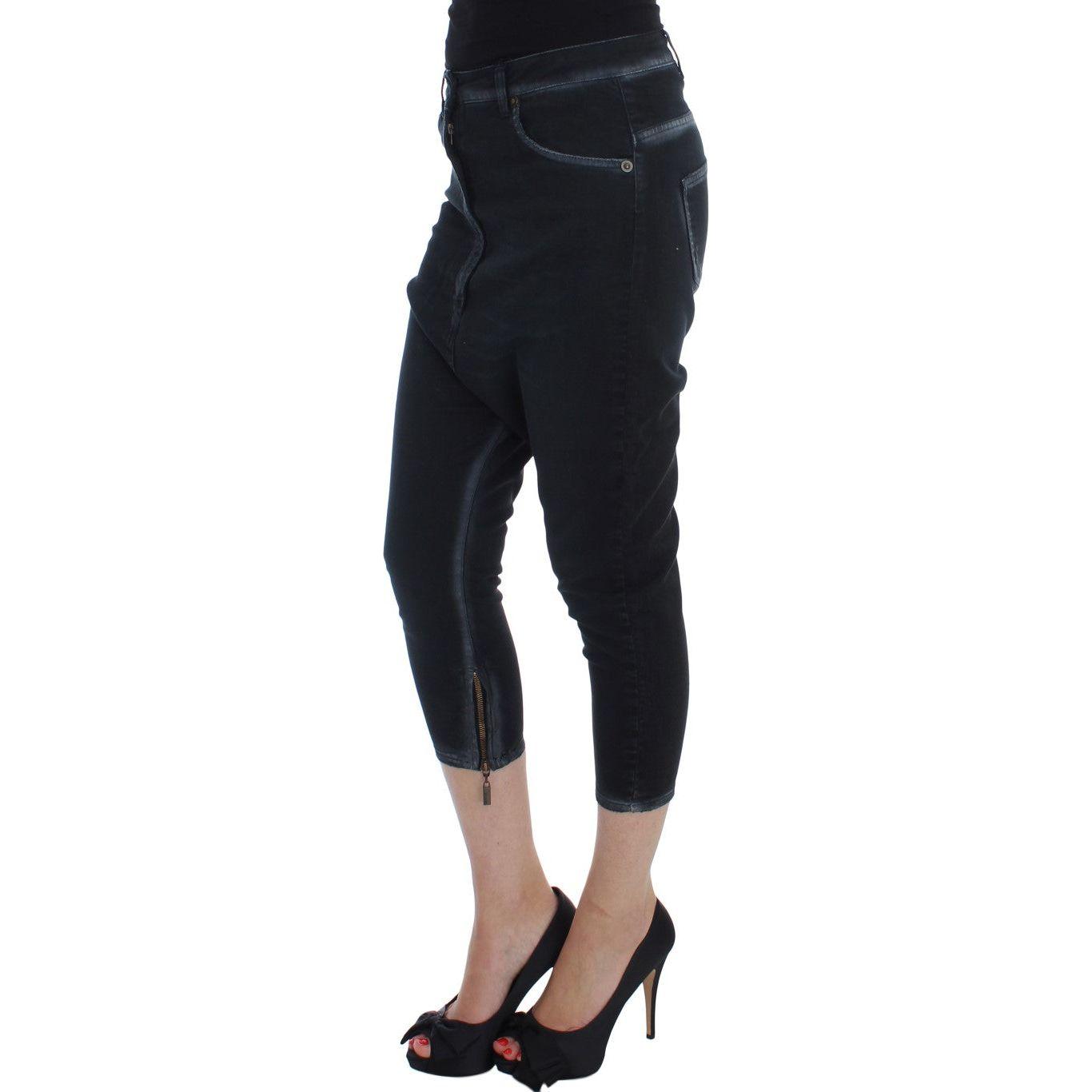 Cavalli Elevated Casual Chic Blue Denim Cavalli Black