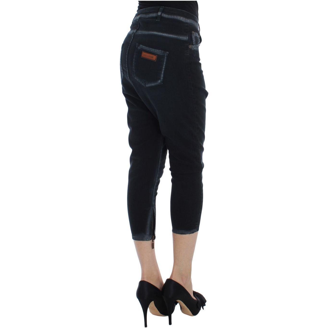 Cavalli Elevated Casual Chic Blue Denim Cavalli Black