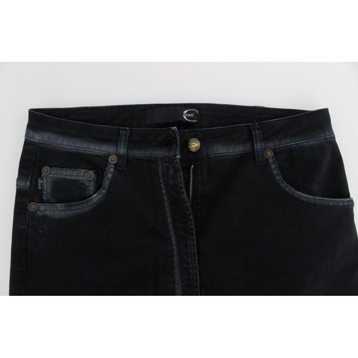 Cavalli Elevated Casual Chic Blue Denim Cavalli Black