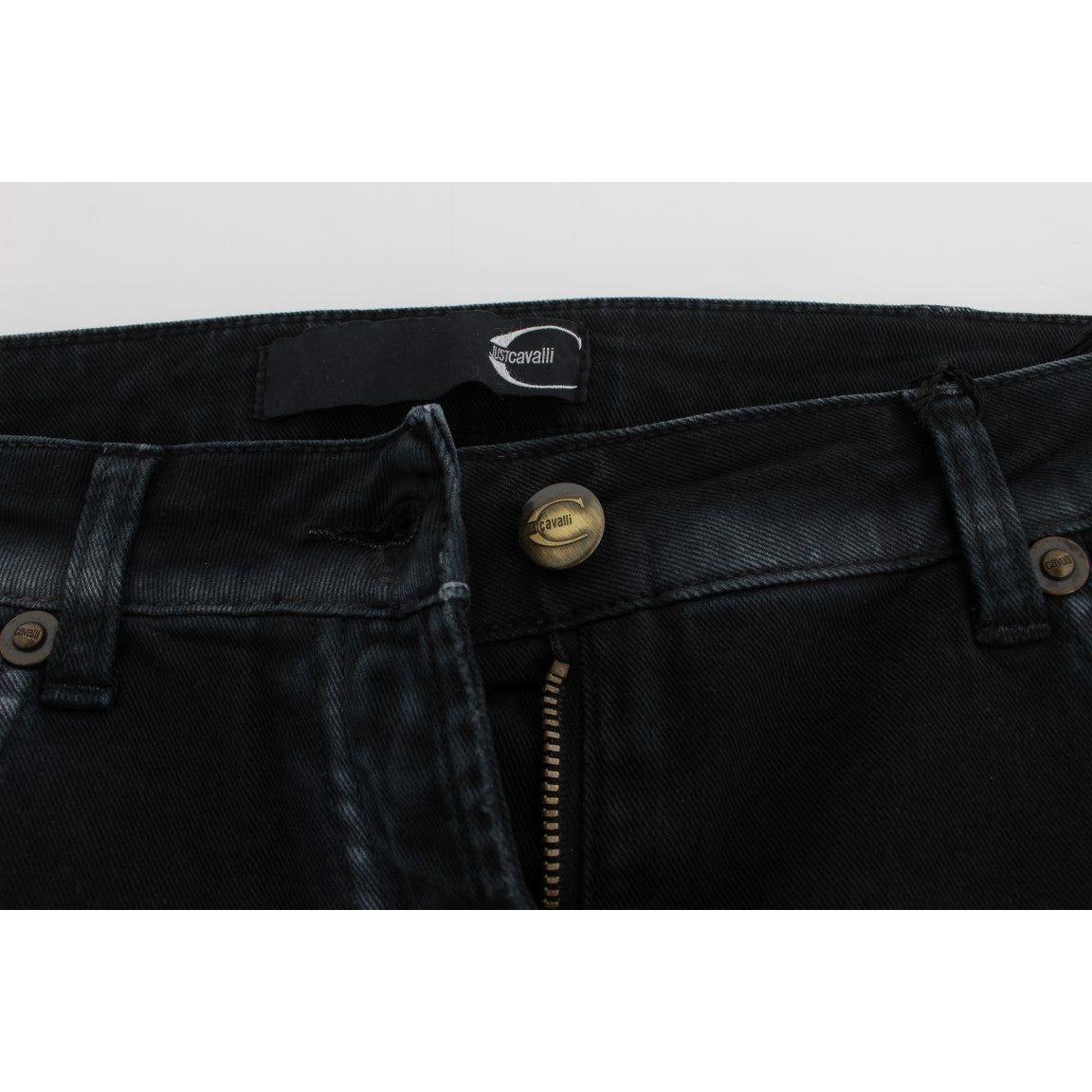 Cavalli Elevated Casual Chic Blue Denim Cavalli Light Gray