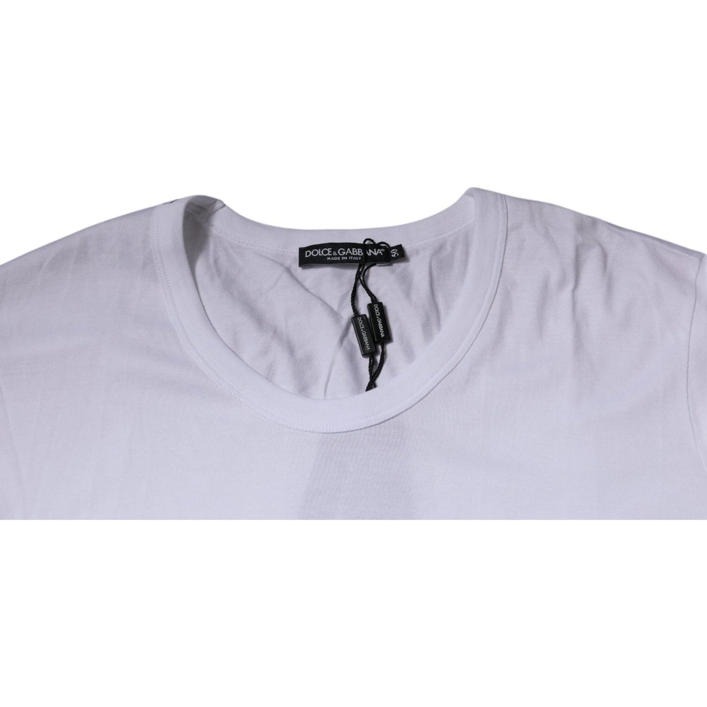 Dolce & Gabbana White Cotton Round Neck Short Sleeves T-shirt