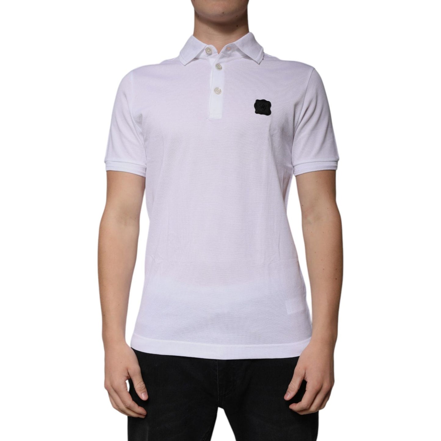 Dolce & Gabbana White Collared Short Sleeves Polo T-shirt TSH87433-48