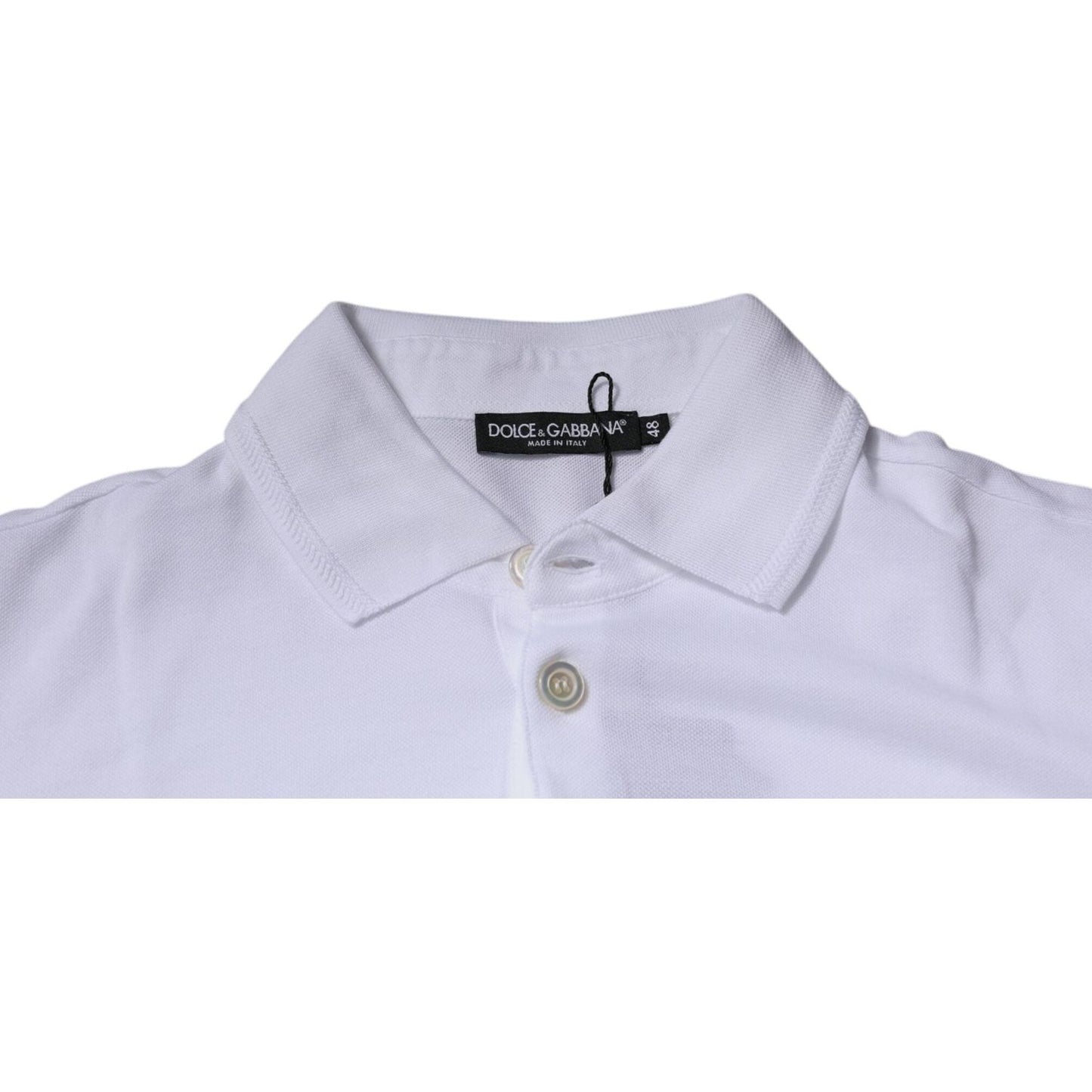 Dolce & Gabbana White Collared Short Sleeves Polo T-shirt TSH87433-48